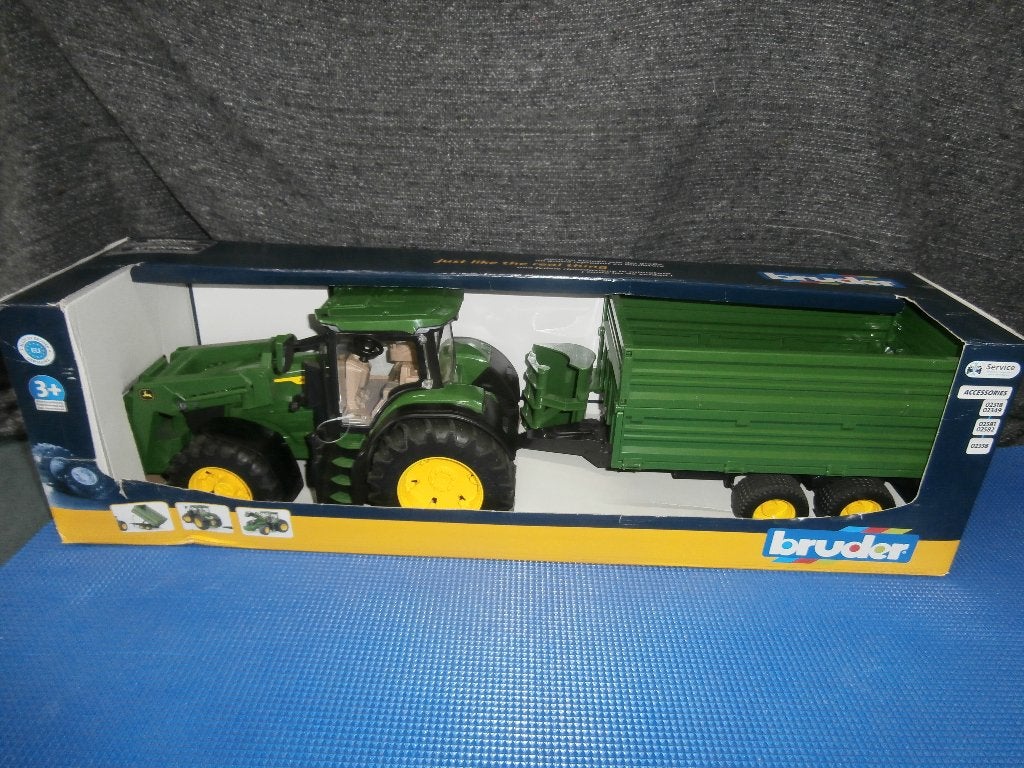 Bruder John Deere 7R 350 trekker met voorlader en kieper, Ophalen