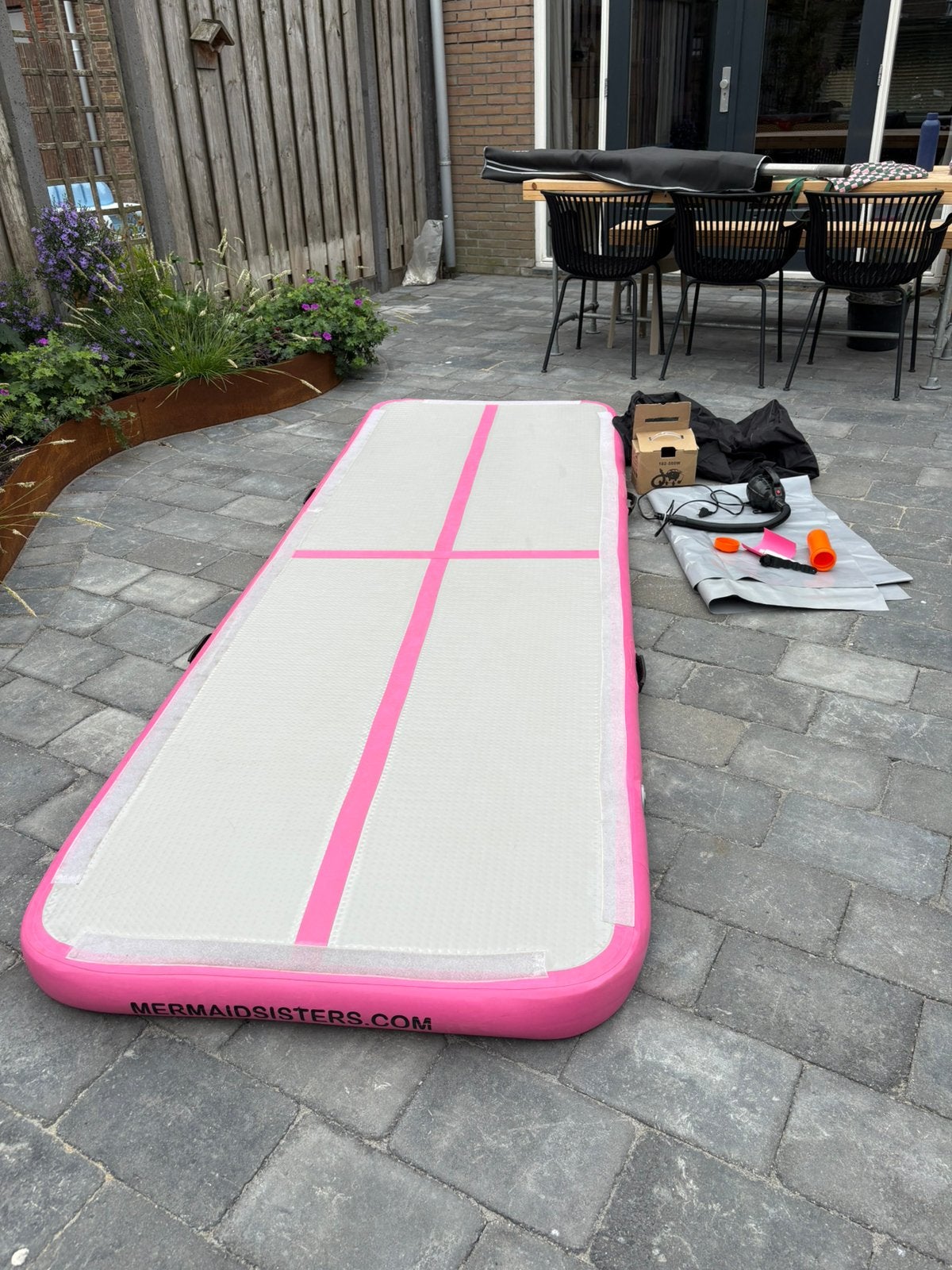 Airtrack 3 meter, Sport en Fitness, Ophalen, Materiaal, Zo goed als nieuw, Roze