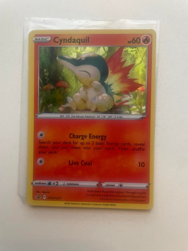 Cyndaquil SWSH221 Promo Pokémon Kaart, Ophalen, Zo goed als nieuw, Losse kaart, Foil