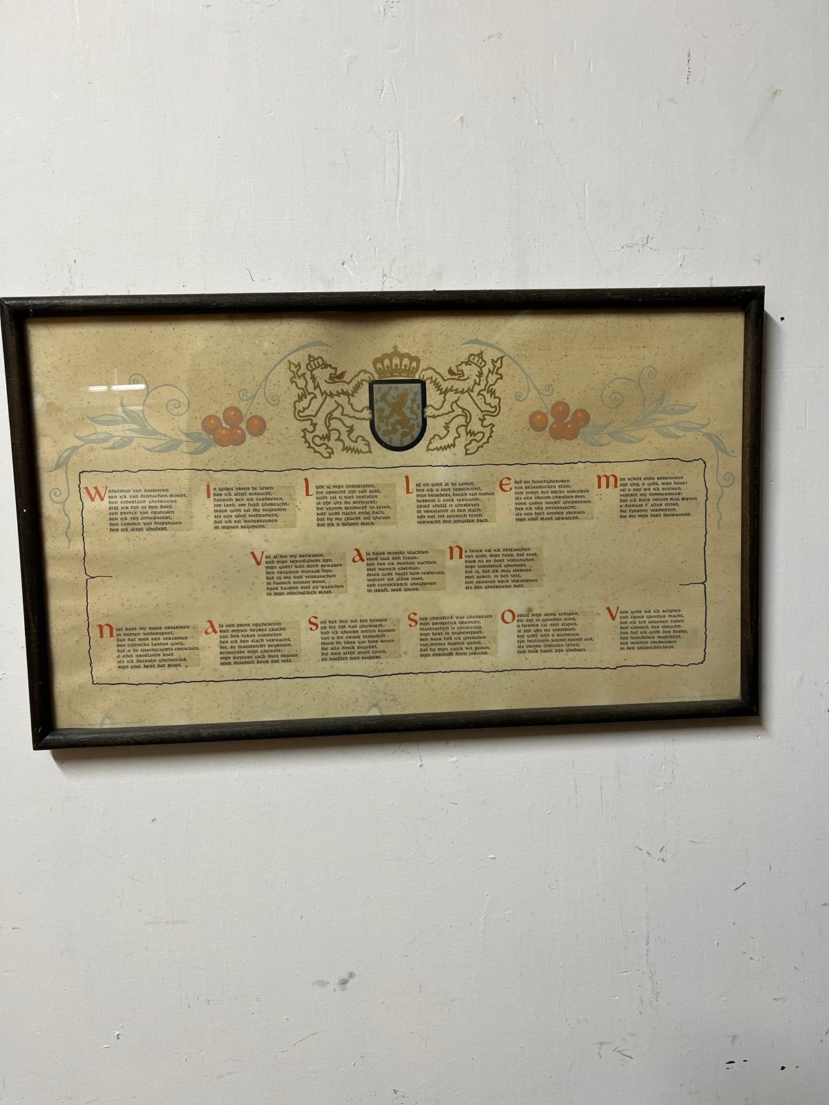 Ingelijste afbeelding van het Wilhelmus, Ophalen of Verzenden