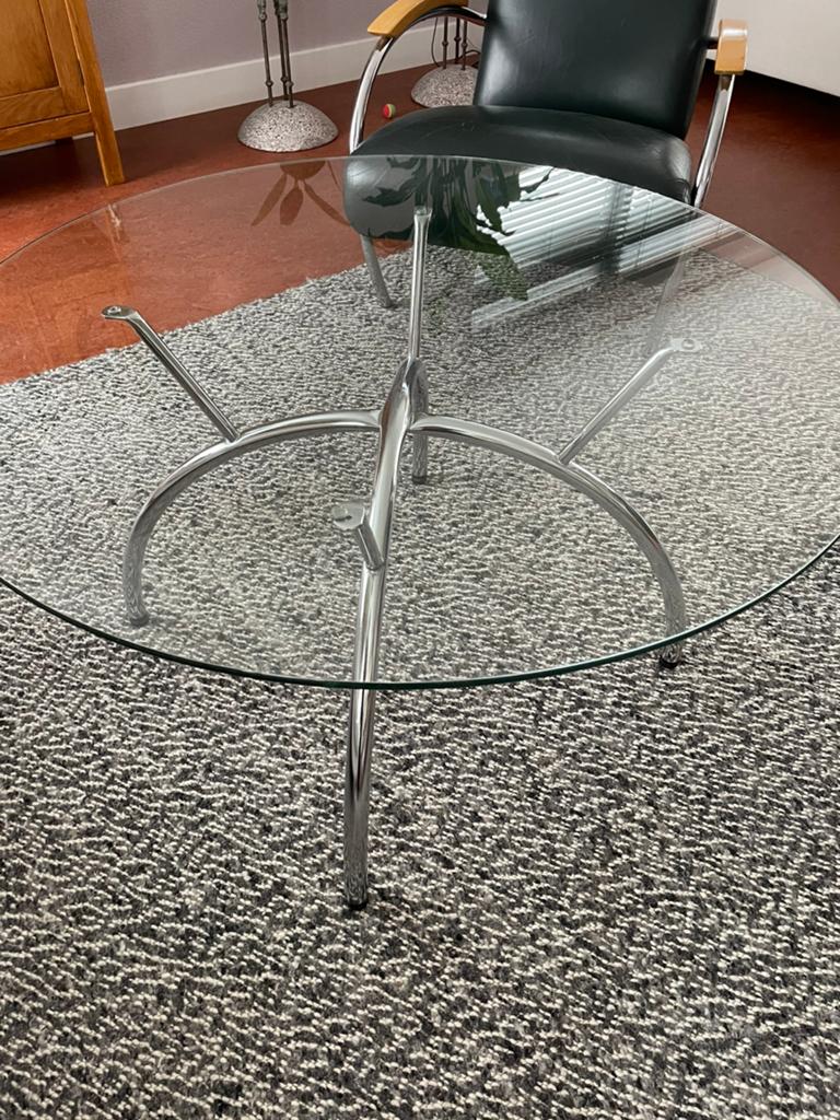 Salontafel glazen blad rond, Huis en Inrichting, Tafels | Salontafels, Ophalen, Gebruikt, Design, Rond