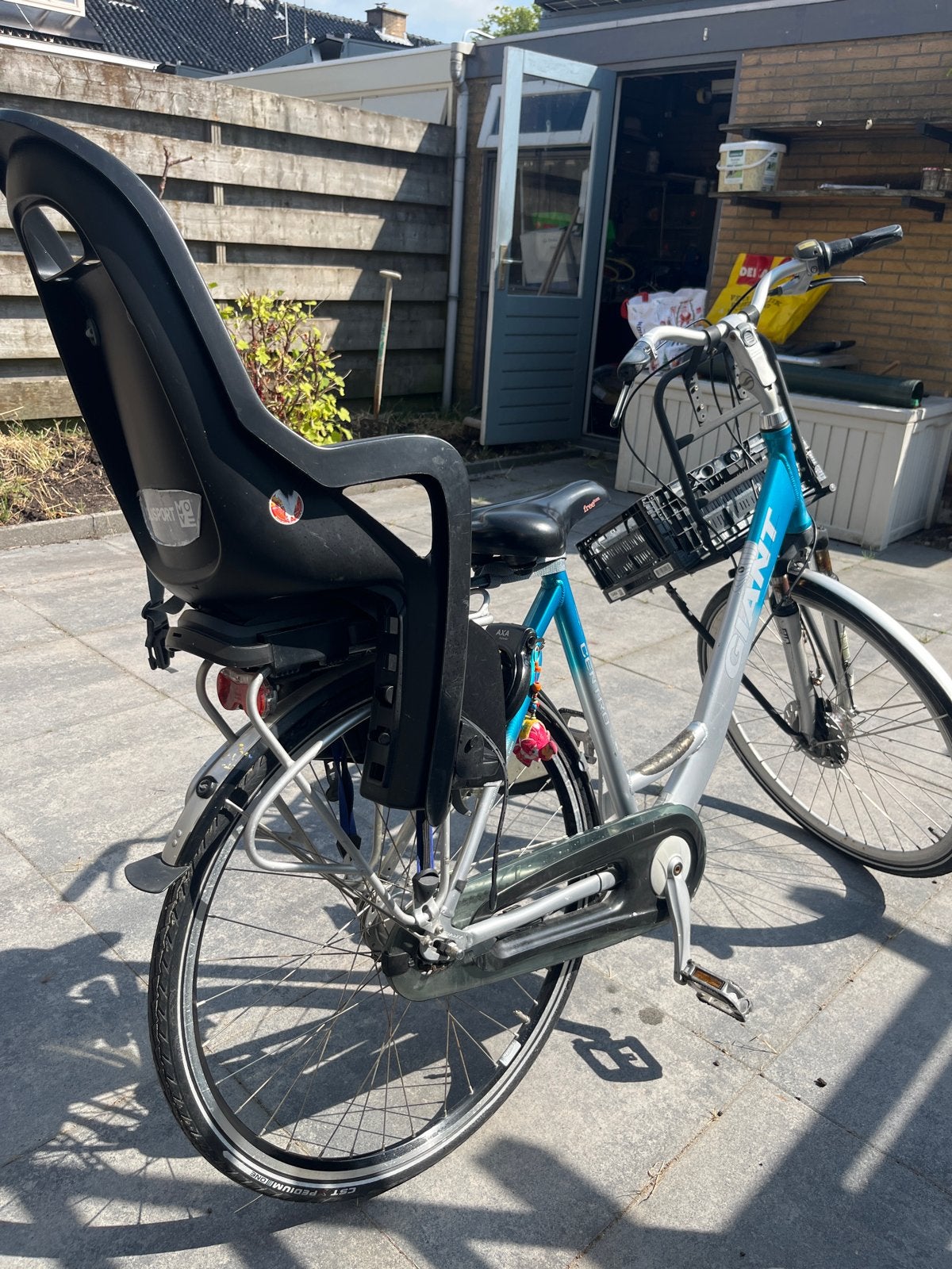 Giant damesfiets met kinderzitje en mandje, Ophalen, Giant, 50 tot 53 cm, Schijfrem
