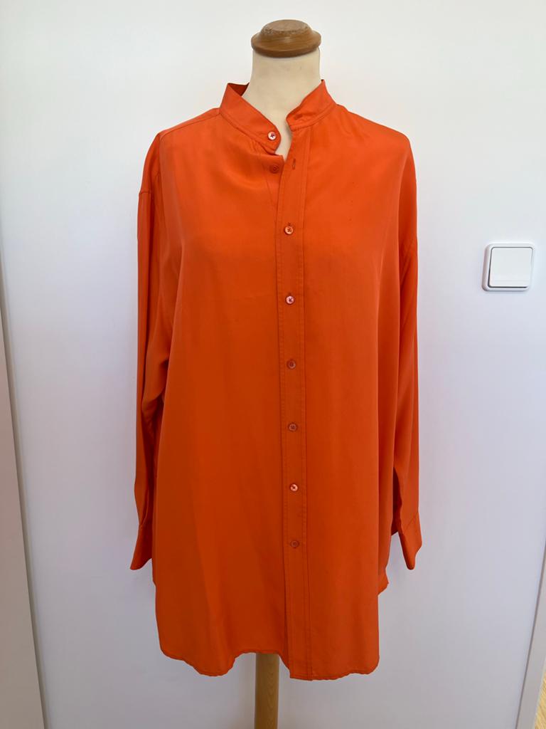 Ralph Lauren Oranje Blouse met Mandarijnkraag, Ophalen of Verzenden, Gedragen, Maat 42/44 (L), Oranje