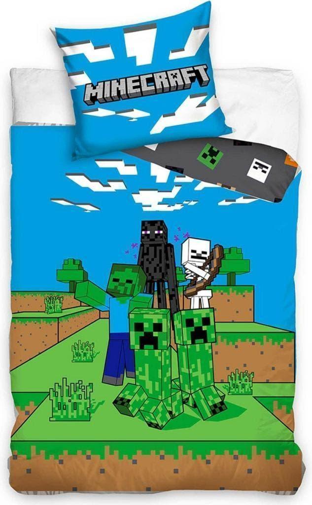 Minecraft Dekbedovertrek 140x200 - Ambush - Katoen, Blauw, Dekbedovertrek, Nieuw, Ophalen of Verzenden