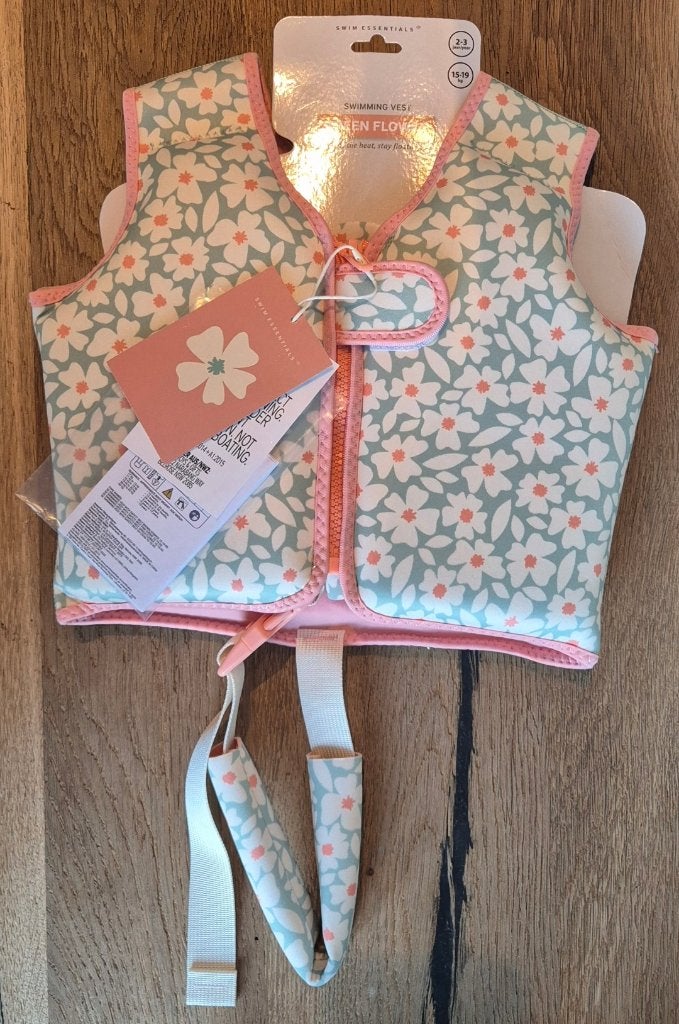 Zwemvest 2-3 jaar Bloemen Pasteloranje Mintgroen 15-19 kg, Kinderen en Baby's, Kinderkleding | Kinder-zwemkleding, Swim essentials