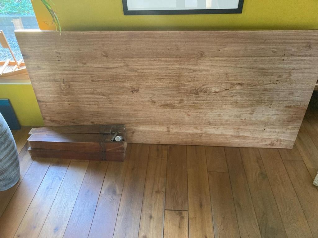 Spaanse grenen eettafel met 3 laden, Gebruikt, Spaans, 150 tot 200 cm, Vier personen
