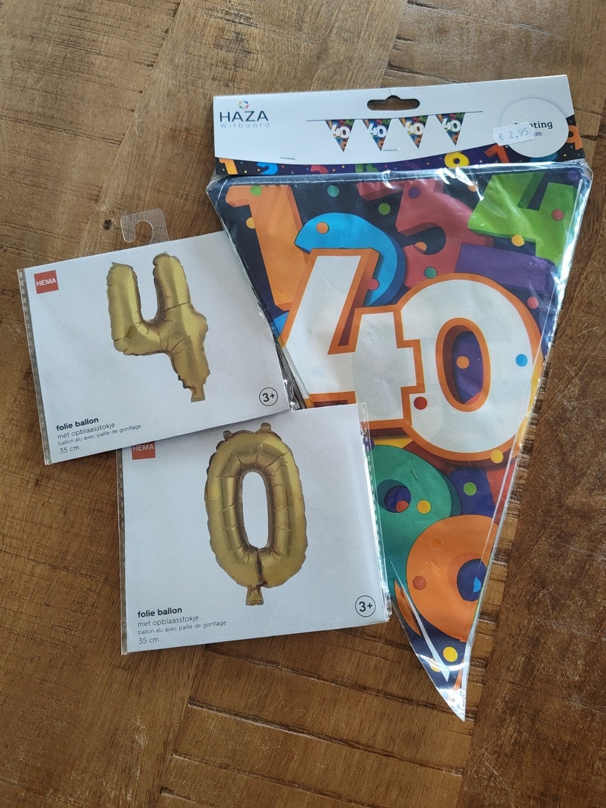 Verjaardagsdecoratie, Vlaggenlijn, folie ballonnen, 40, Ophalen of Verzenden, Nieuw, Versiering, Verjaardag