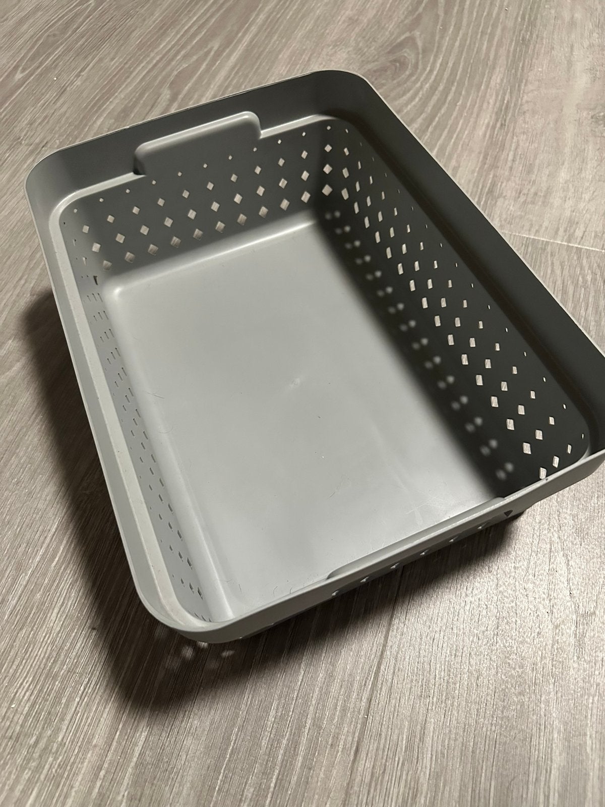 2x Grijze plast team kunststof opbergbak opberg mand, Kunststof, Mand, Nieuw, Rechthoekig