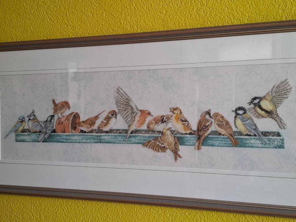 Marjolein Bastin geborduurd schilderij vogels - 85x36,5 cm, Ophalen of Verzenden, Zo goed als nieuw, Handborduren, Overige typen