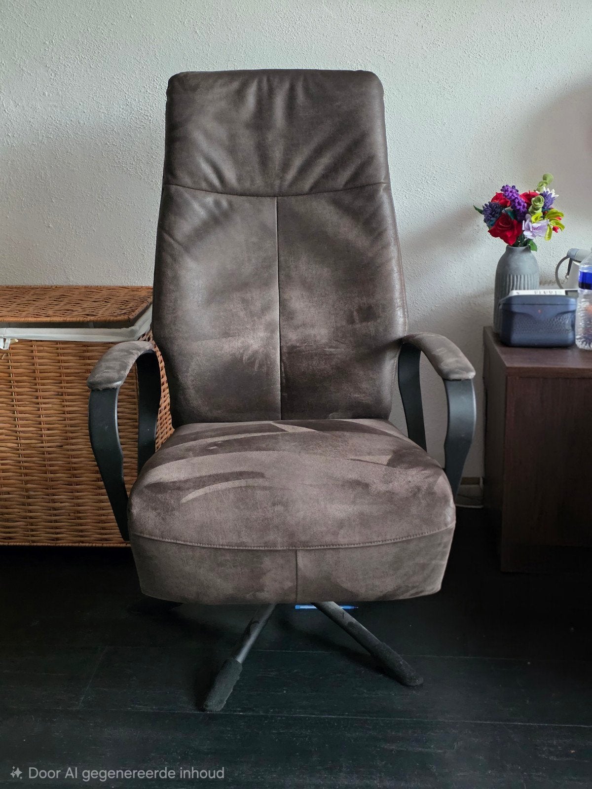 Relaxfauteuil bruin, Ophalen, Gebruikt, 75 tot 100 cm, Stof