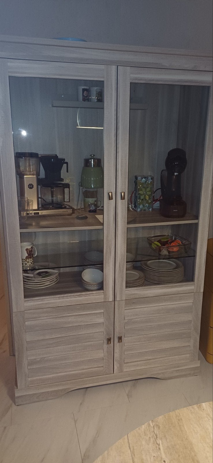 Buffetkast koffiekast servieskast met louvredeurtjes, Ophalen, Gebruikt, 100 tot 150 cm, Landelijk