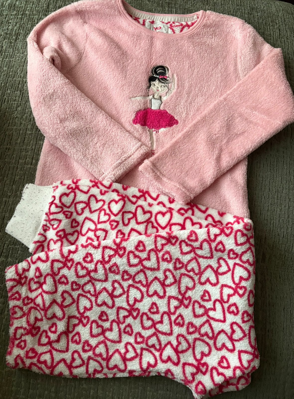 Warme dikke pyjama, roze met ballerina, meisje, maat 122, Kinderen en Baby's, Kinderkleding | Maat 122, Ophalen of Verzenden, Gebruikt