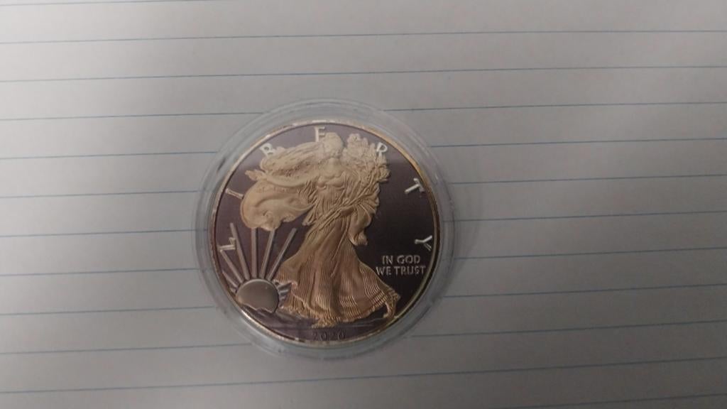 American eagle black/gold ruthenium 1 OZ fine silver coin, Ophalen of Verzenden, Zilver