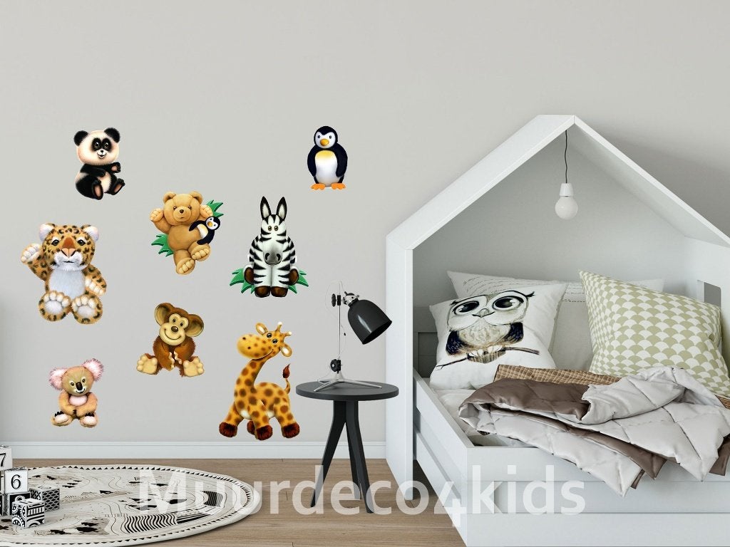 Jungle muurstickers Knuffeldieren set I, Aap, Panda, Zebra, Kinderen en Baby's, Overige Kinderen en Baby's, Verzenden, Nieuw