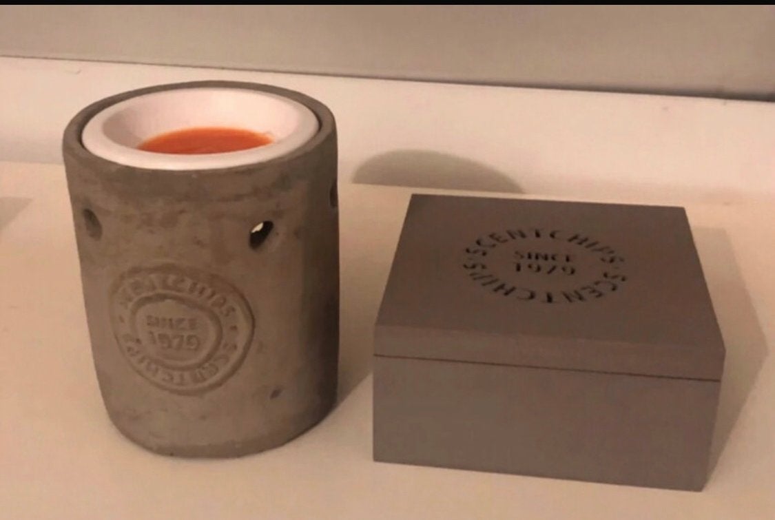 Scentchips brander met Scentchips en opbergdoos, Gebruikt, Ophalen of Verzenden, Modern, Grijs