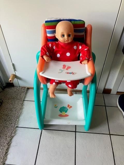 Kinderstoel met pop, Kinderen en Baby's, Speelgoed | Poppen, Ophalen, Zo goed als nieuw, Babypop