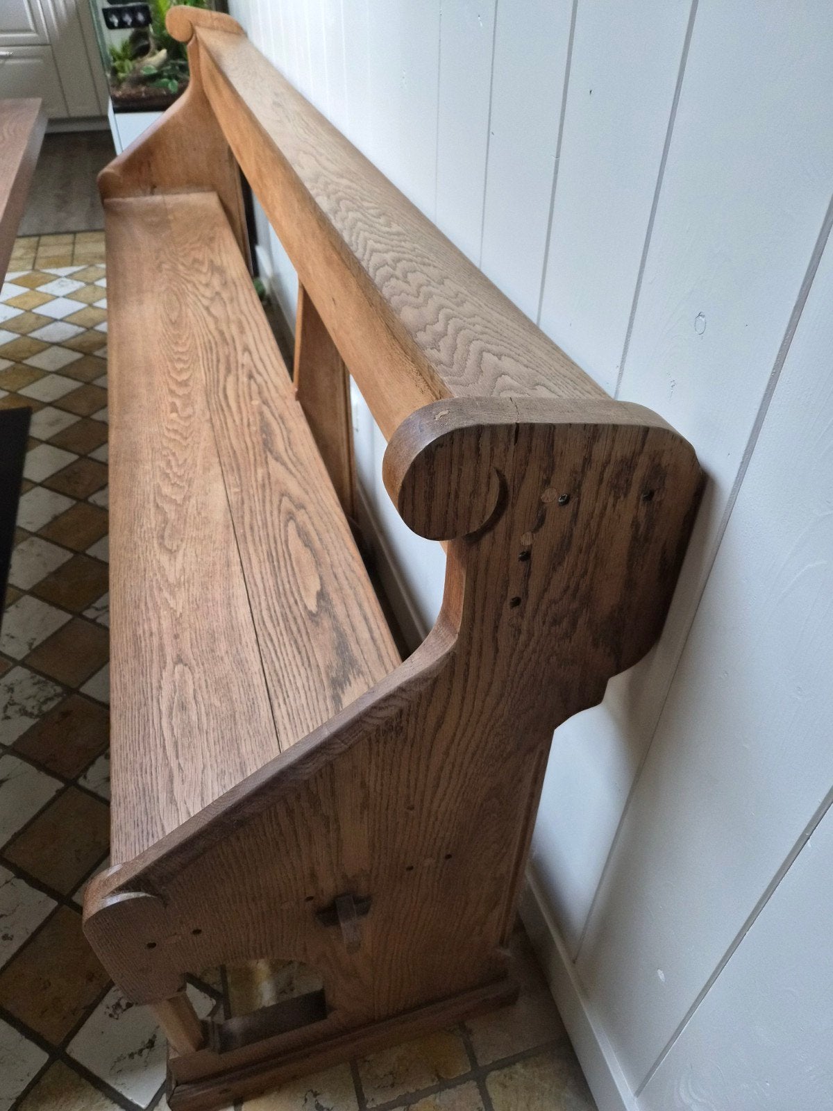 Antiek Drents eiken kerkbankje uit 1800, Ophalen