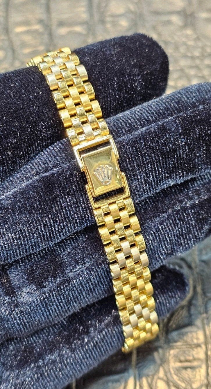 Prachtige Rolex schakel bi-color 14k gouden armband