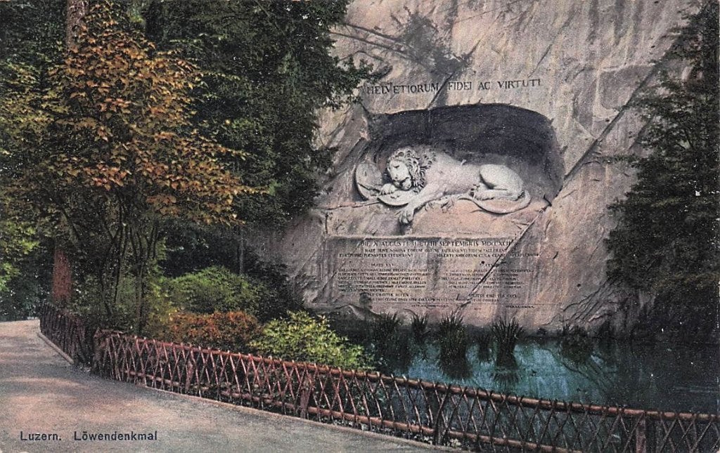 702-454-001 Luzern Löwendenkmal, Verzamelen, Ansichtkaarten | Buitenland, Verzenden, Voor 1920, Overig Europa