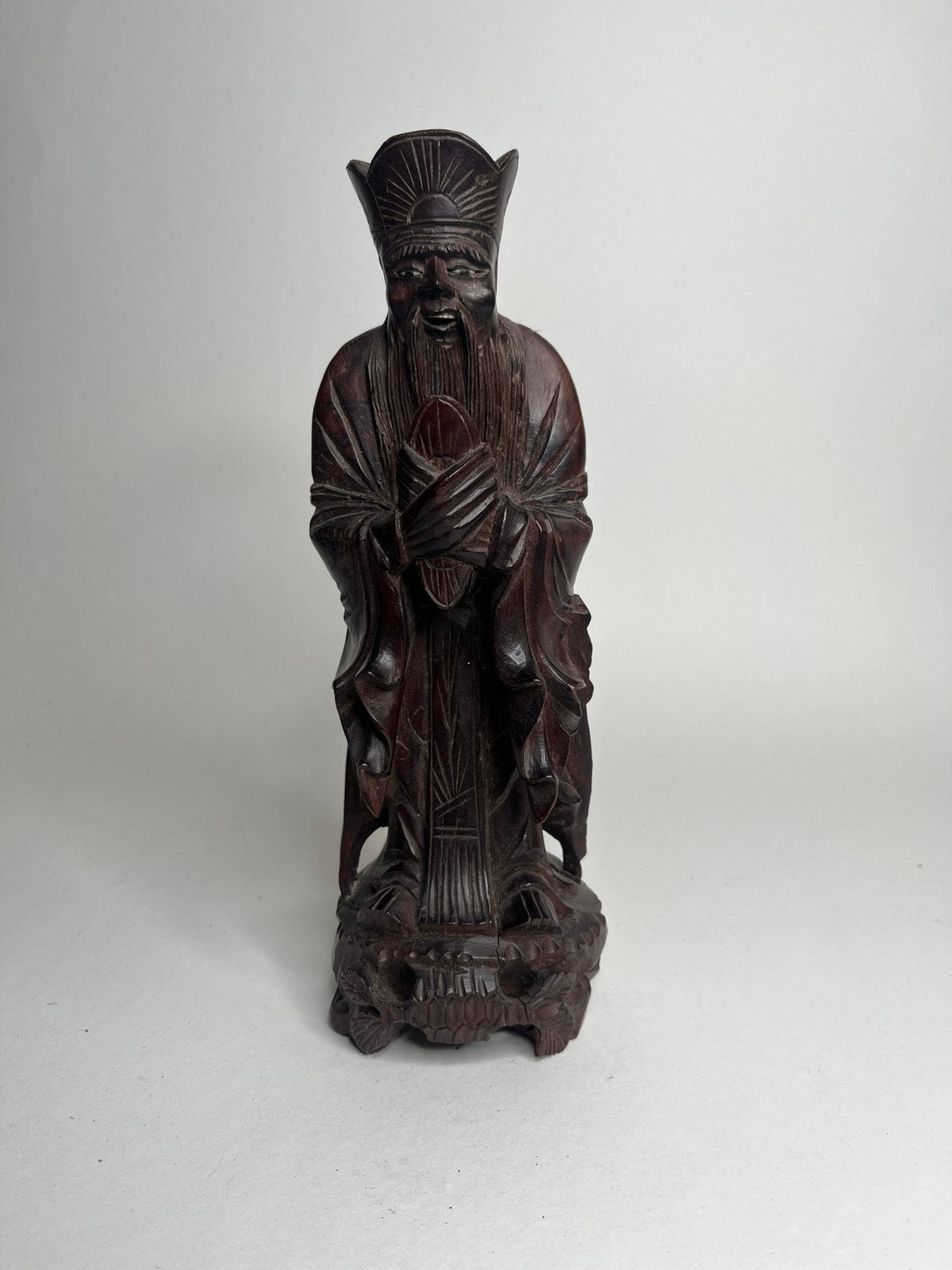 Houten beeld van Chinese wijze, handgesneden, Antiek en Kunst, Kunst | Beelden en Houtsnijwerken, Ophalen of Verzenden, Handgemaakt