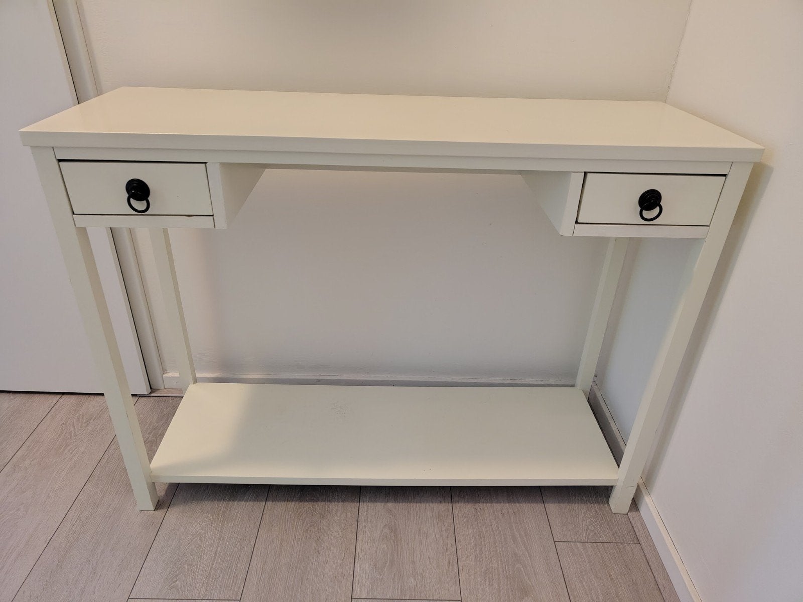 Sidetable / smal tafeltje wit met 2 laden, Huis en Inrichting, Tafels | Sidetables, Ophalen, Gebruikt, 100 tot 150 cm, 25 tot 50 cm