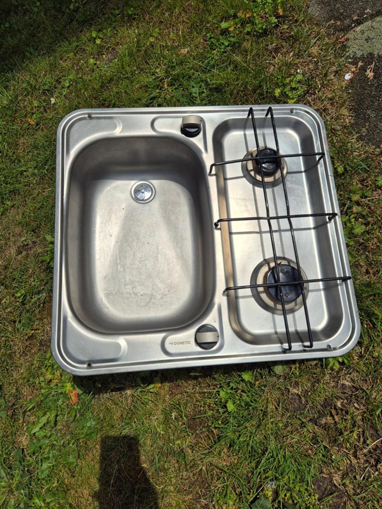 Gebruikte Dometic wasbak met 2-pits gasfornuis (camper/boot), Caravans en Kamperen, Ophalen of Verzenden