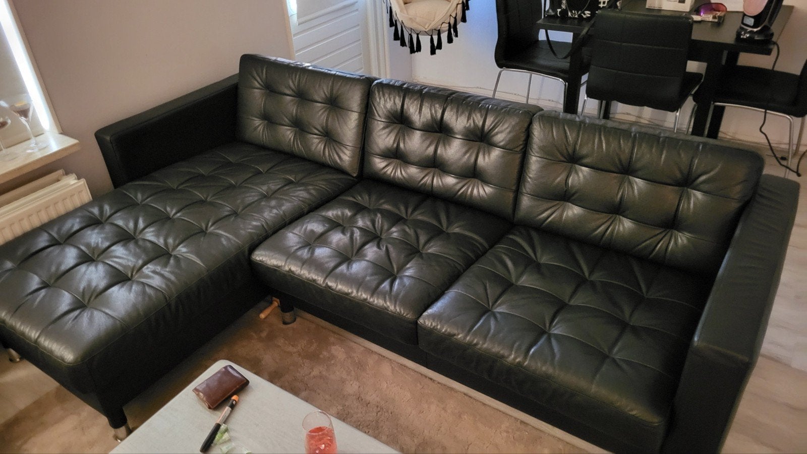 IKEA LANDSKRONA 3-zitsbank met chaise lounge, Ophalen, Gebruikt, 125 tot 150 cm, Hoekbank