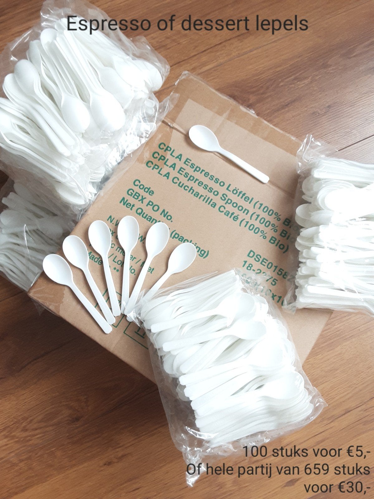Nieuw bio plastic messen, vorken, dessert lepels enz, Ophalen, Nieuw, Overige stijlen