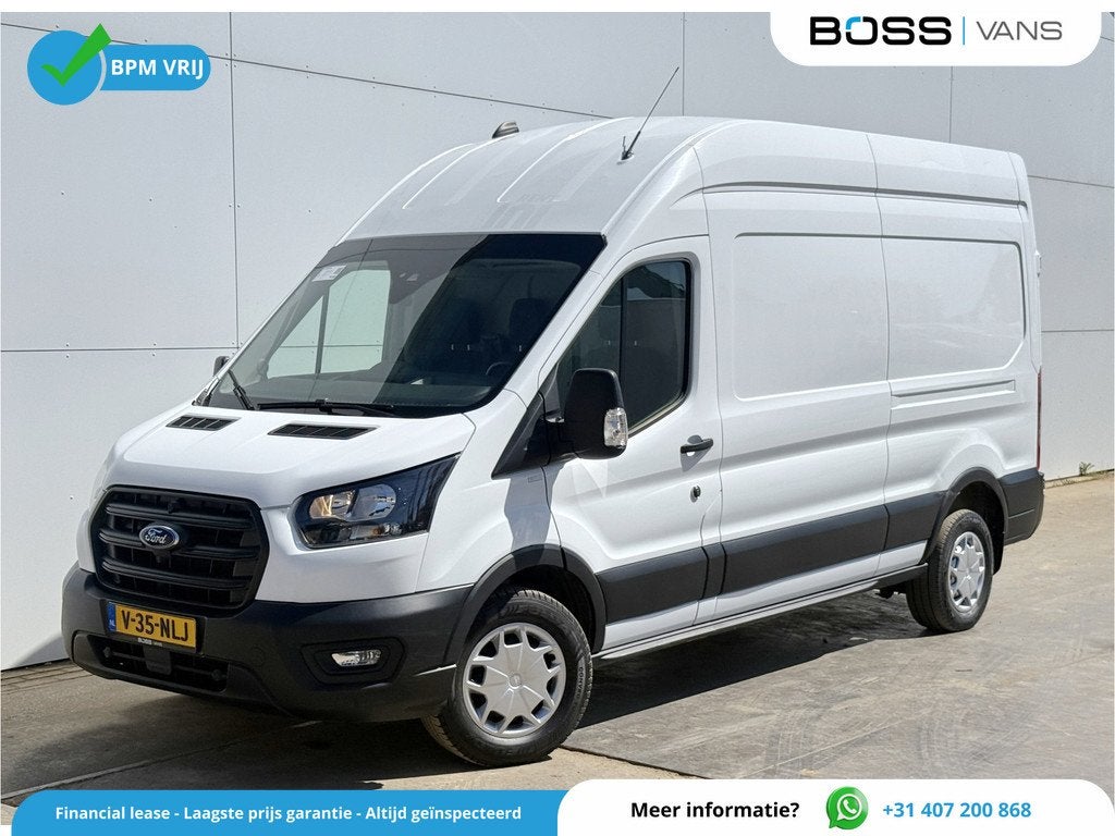 Ford Transit 350 2.0 TDCI 170PK L3H3 Airco Cruise Control Pa, Auto's, Stof, 4 cilinders, Wit, Bedrijf