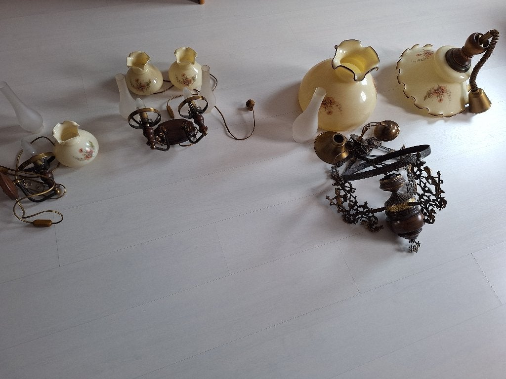Vintage lampen, Huis en Inrichting, Lampen | Hanglampen, Ophalen, Gebruikt, Glas, E14 (klein)