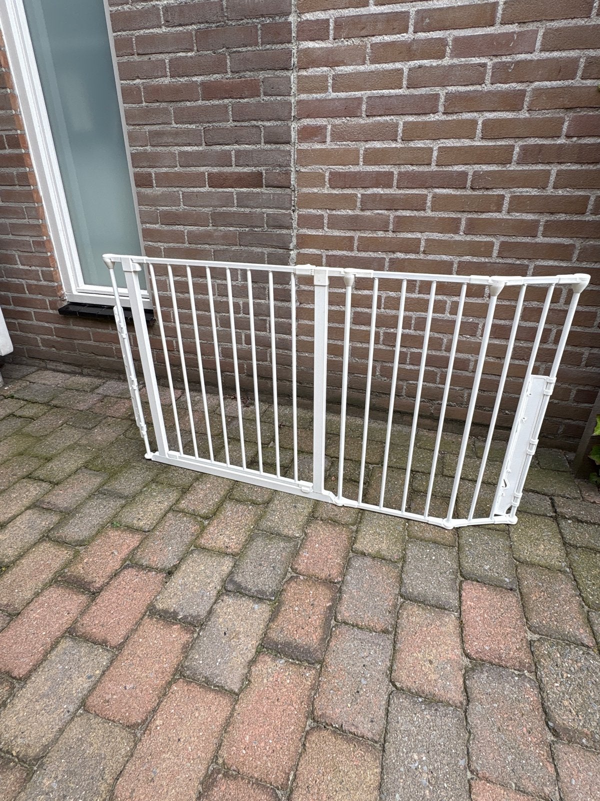 Veiligheidshekje voor trap of deuropening (wit) - buigbaar, Kinderen en Baby's, Ophalen, Gebruikt, Metaal of IJzer, Schroefhekje