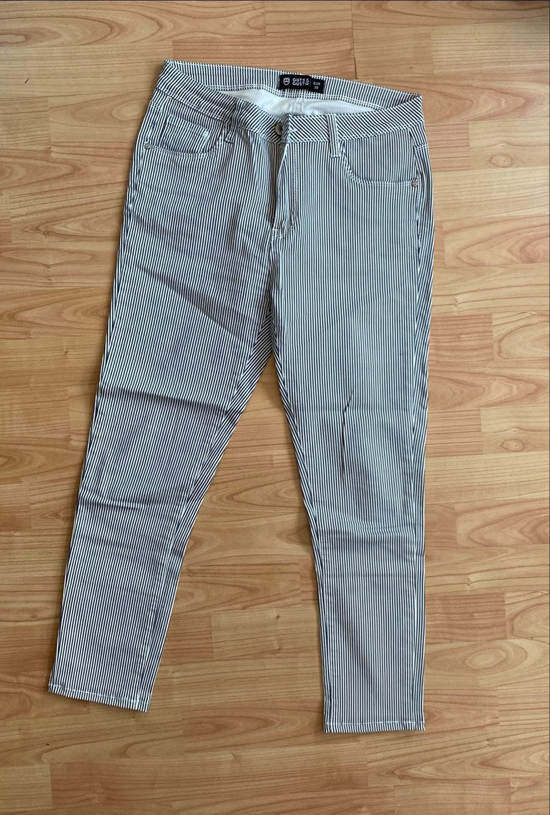 Gestreepte broek - blauw/Wit - Maat 38 (M), Maat 38/40 (M), Blauw, Ophalen of Verzenden, Zo goed als nieuw