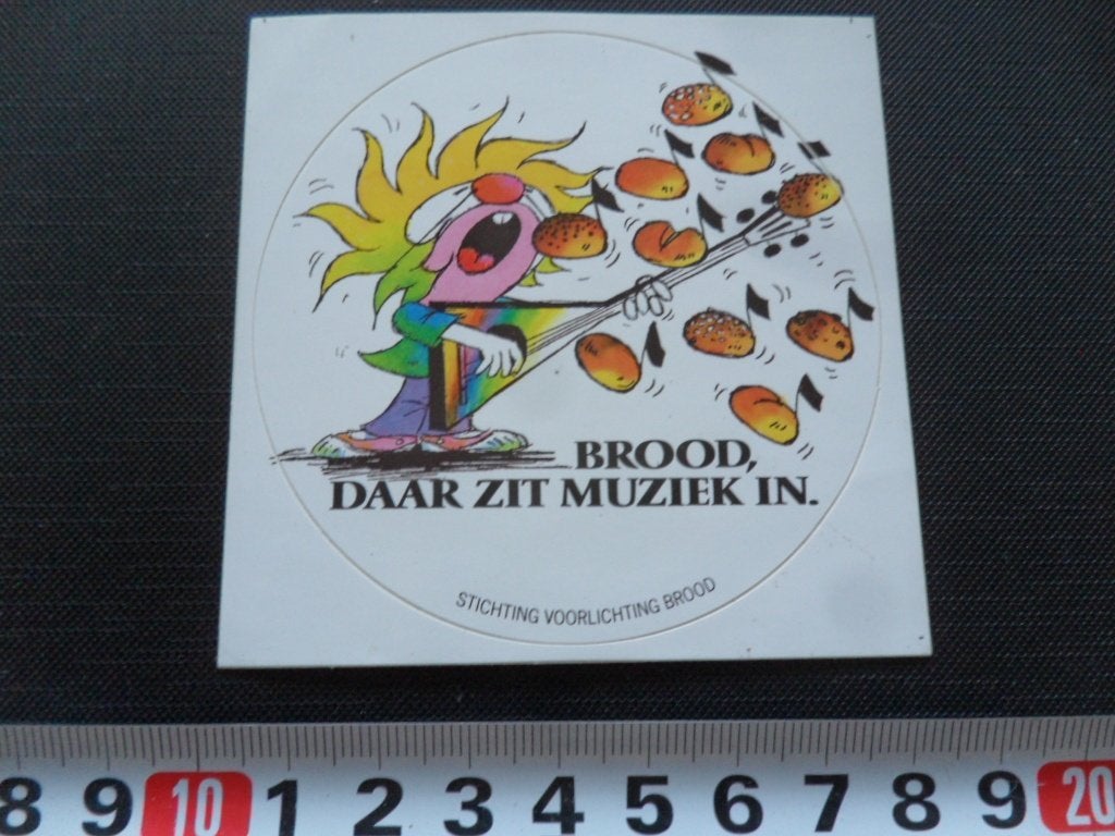 sticker strip brood, daar zit muziek in, Verzamelen, Ophalen of Verzenden, Zo goed als nieuw