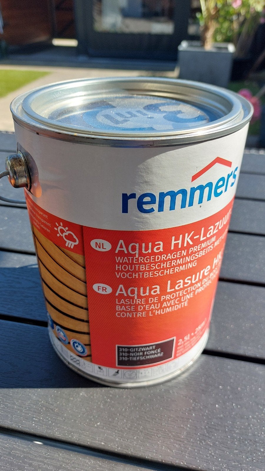 Houtbeits 3 in 1, mat zwart, 2,5 ltr, nieuw blik, Ophalen, Zwart, Nieuw, Beits