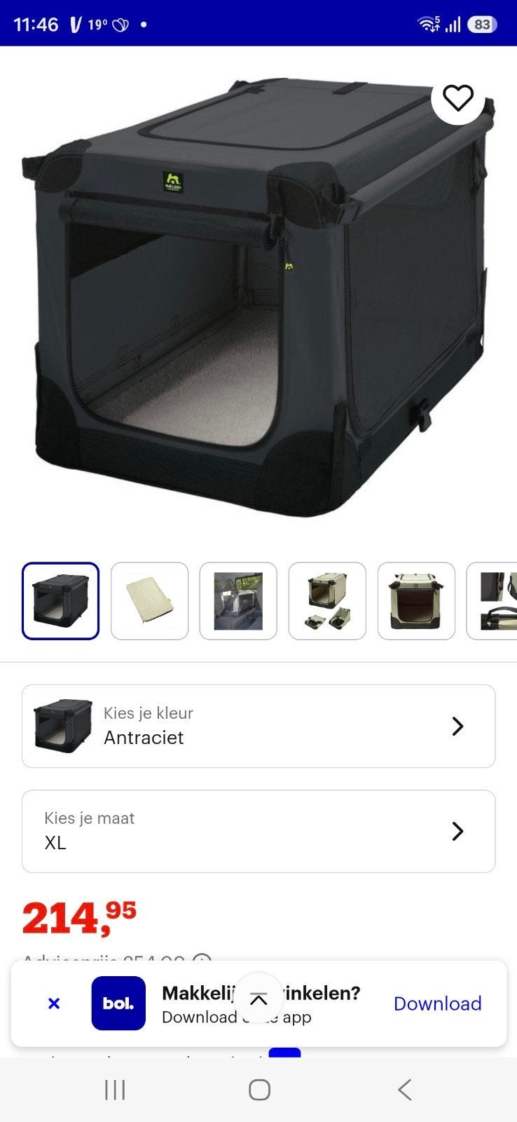 maelson soft kennel XL 105cm, Dieren en Toebehoren, Ophalen, Zo goed als nieuw