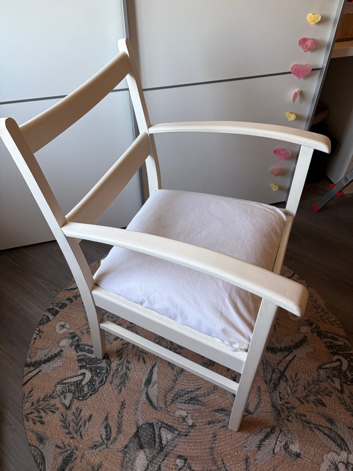 Witte houten stoel met armleuningen, Ophalen, Gebruikt, Wit, Eén