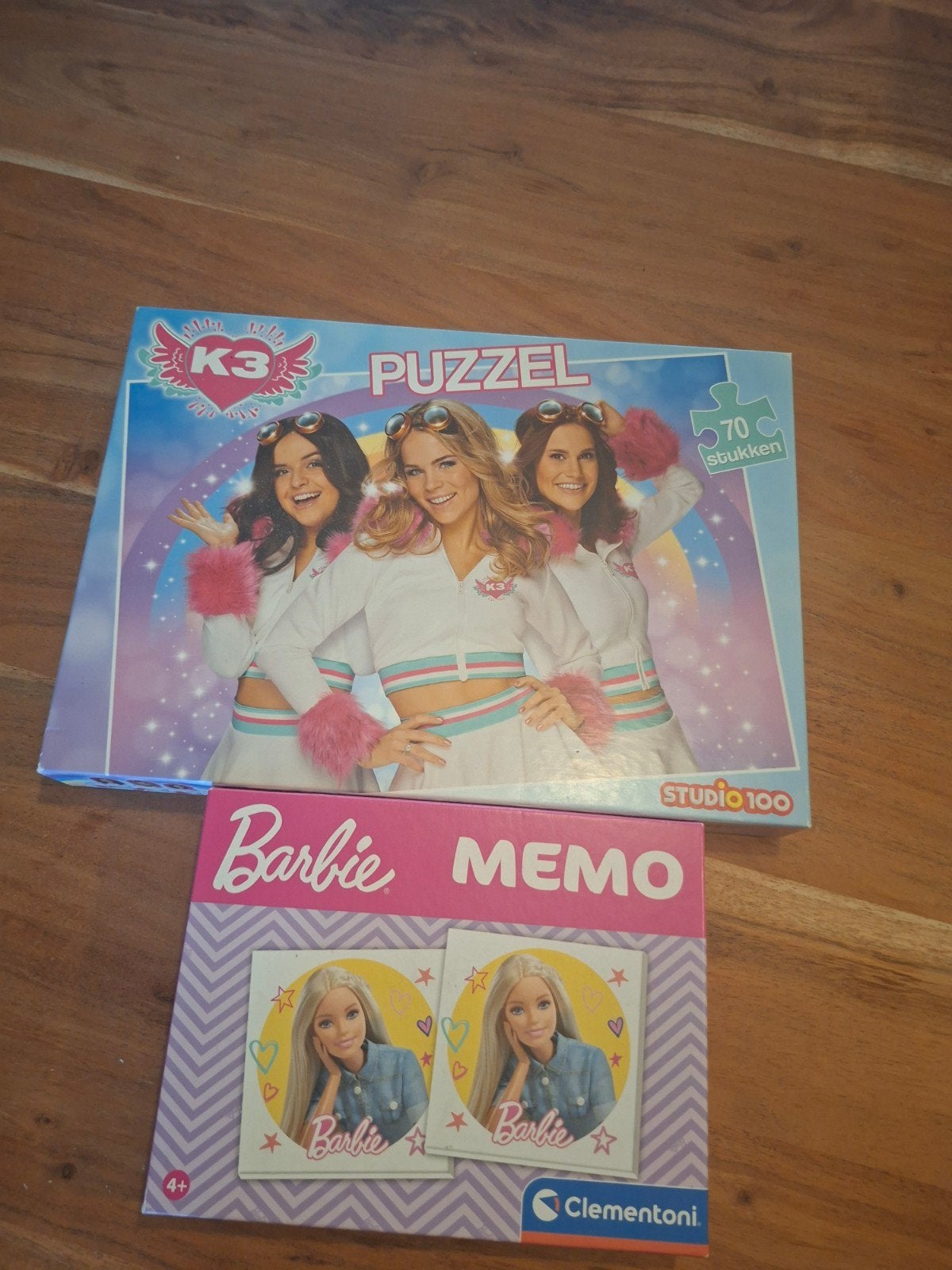 K3 Puzzel (70 stukjes) & Barbie Memo (4+), Ophalen of Verzenden, Meer dan 50 stukjes, Gebruikt, 4 tot 6 jaar