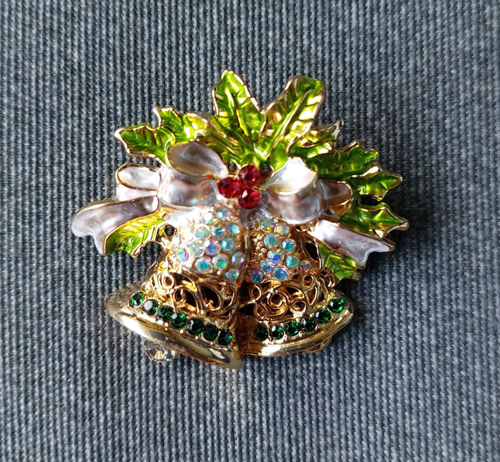 Kerstklok broche strass Christmas Kerst, Overige materialen, 4 tot 7 cm, Overige kleuren, Nieuw