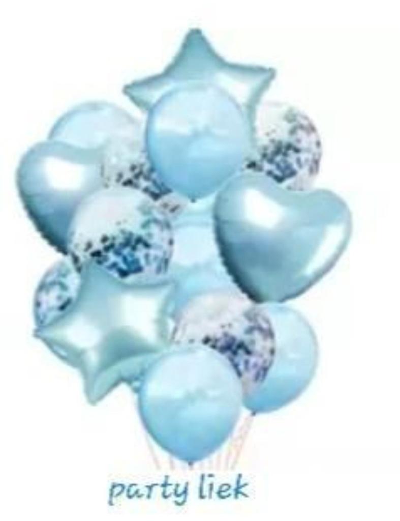 Lichtblauwe set ballonnen nr C608, Ophalen of Verzenden, Nieuw, Versiering, Verjaardag