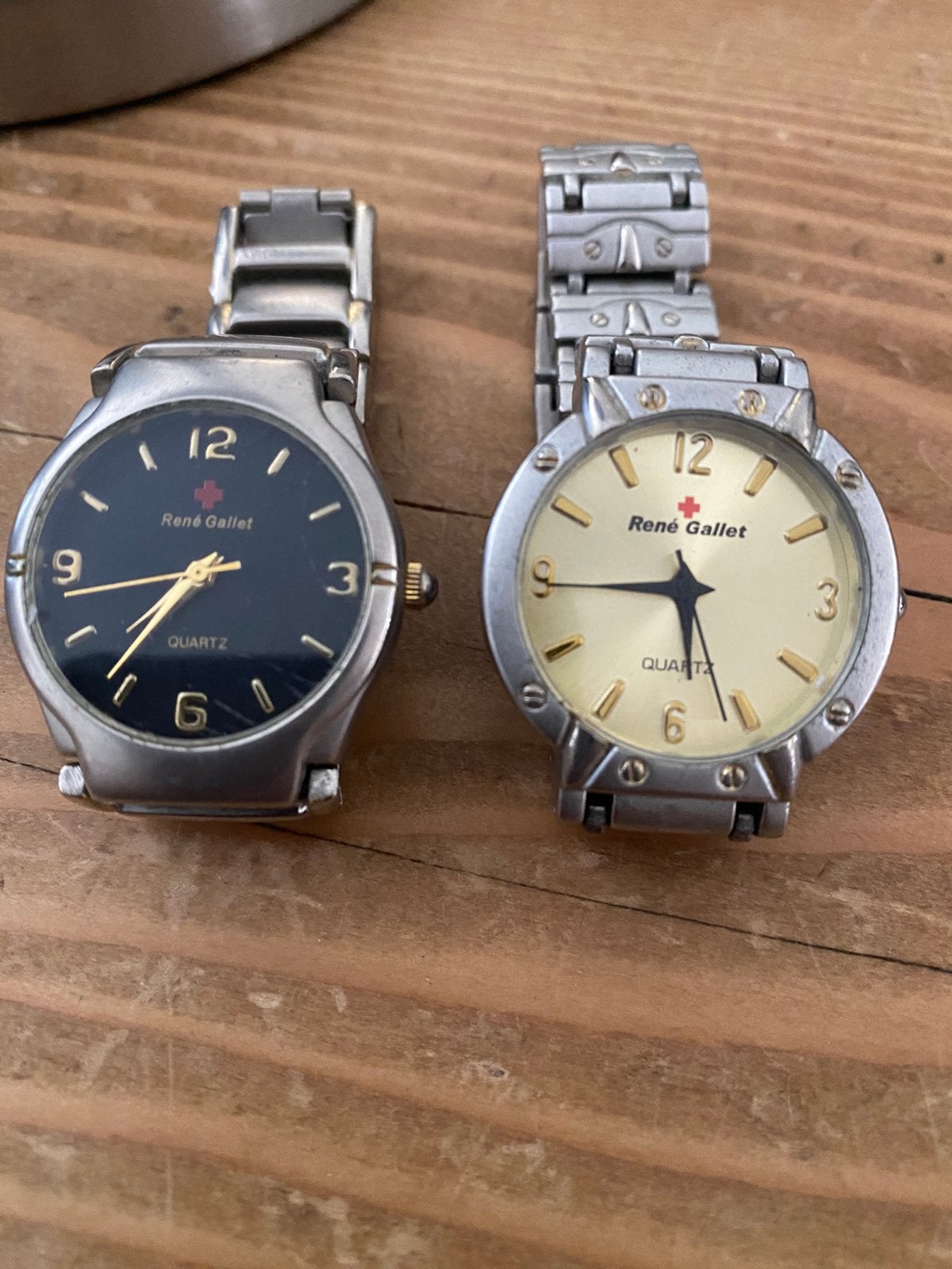 twee Rene gallet horloges, Staal, Polshorloge, Onbekend, Ophalen