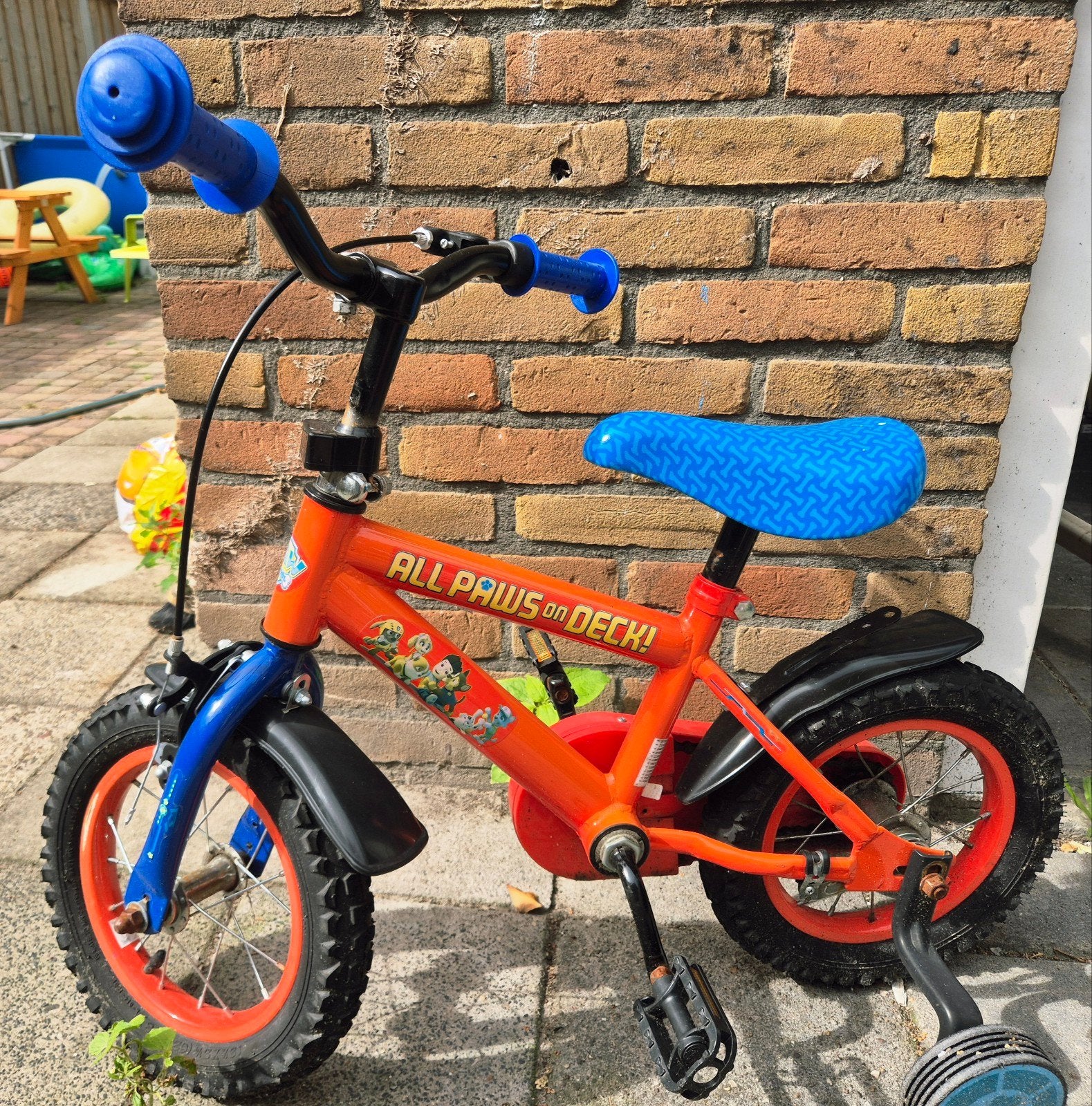 Paw Patrol Fiets 12 inch met zijwieltjes, Ophalen, Zijwieltjes, Gebruikt, Minder dan 16 inch