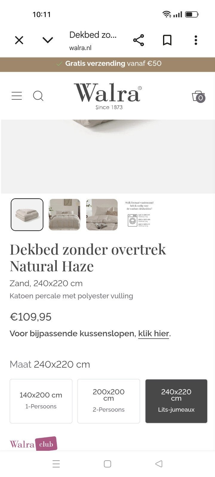 Walra dekbed zonder hoes. Zo goed als nieuw, Ophalen, Lits-jumeaux, Beige, Overige merken