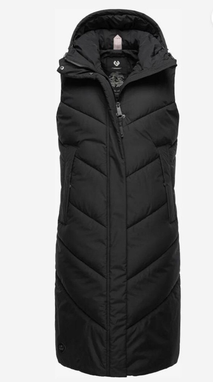 SALE! Ragwear vegan bodywarmer lang model SUMINKA zwart, Ragwear, Ragwear, Zwart, Nieuw