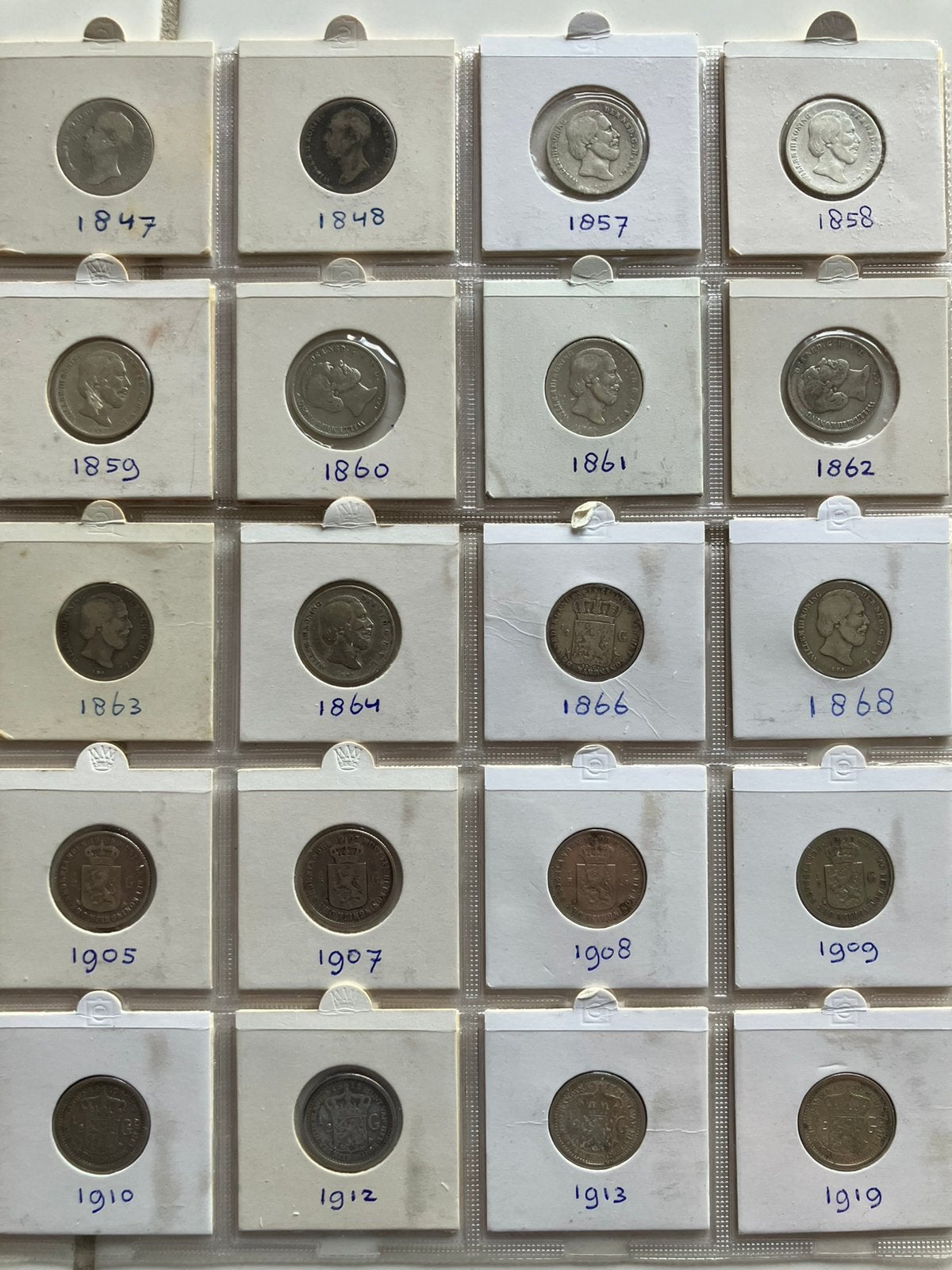 Zilveren halve guldens 1/2 guldens 1847-1919. 20 stuks, Ophalen of Verzenden, Nederland, Munten
