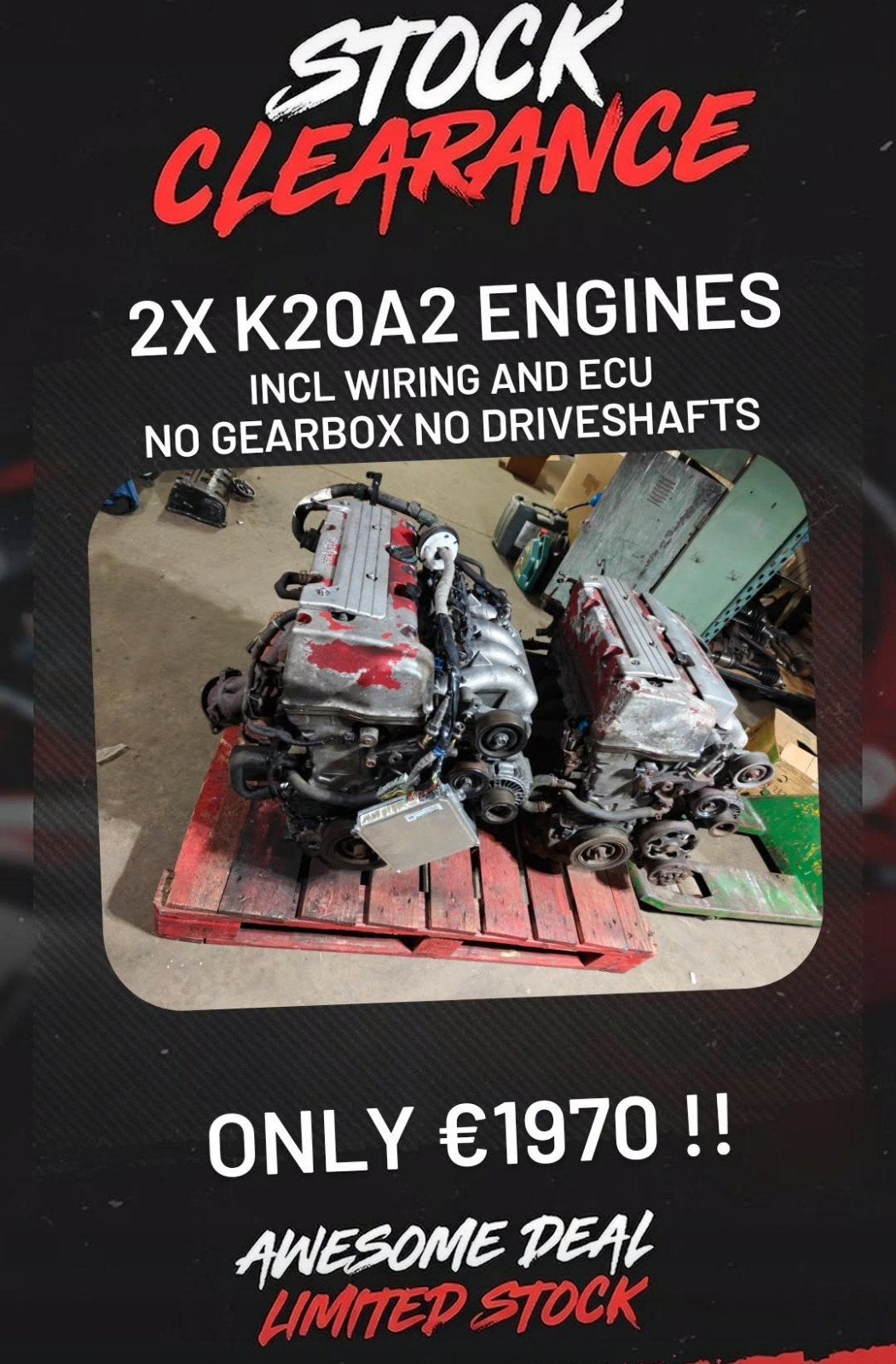 2x K20A2 Motoren - Honda EP3 TypeR - incl Kabelboom en ECU, Auto-onderdelen, Ophalen of Verzenden, Gebruikt, Honda