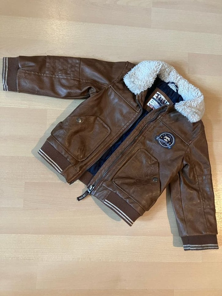 Stoere bruine winterjas maat 92 met teddy voering, Ophalen of Verzenden, Gebruikt, Jongen of Meisje, Jas