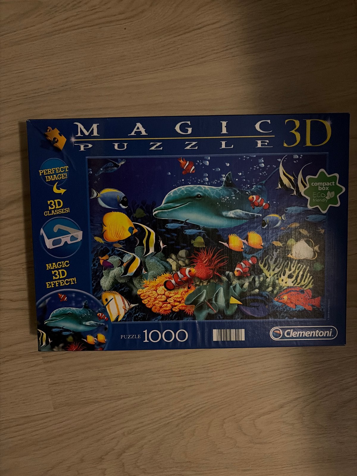 Clementoni Magic 3D Puzzel Dolfijn & Vissen 1000 stukjes, Ophalen, 500 t/m 1500 stukjes, Nieuw, Legpuzzel
