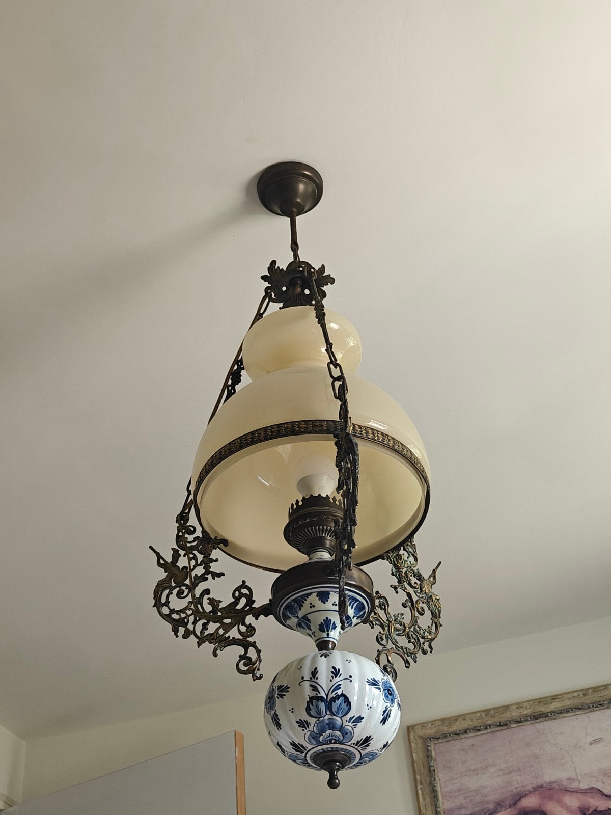 Vintage hanglamp Delft blauw, Antiek en Kunst, Ophalen of Verzenden