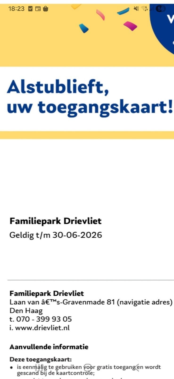Toegangskaarten Drievliet Den Haag, Tickets en Kaartjes, Drie personen of meer, Overige soorten, Pretpark