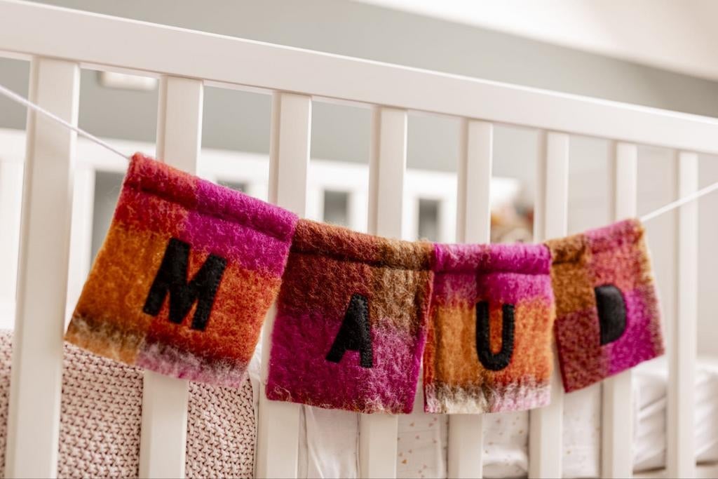 vintage wollen deken geboorteslinger naamslinger, Kinderen en Baby's, Ophalen of Verzenden, Nieuw, Overige typen